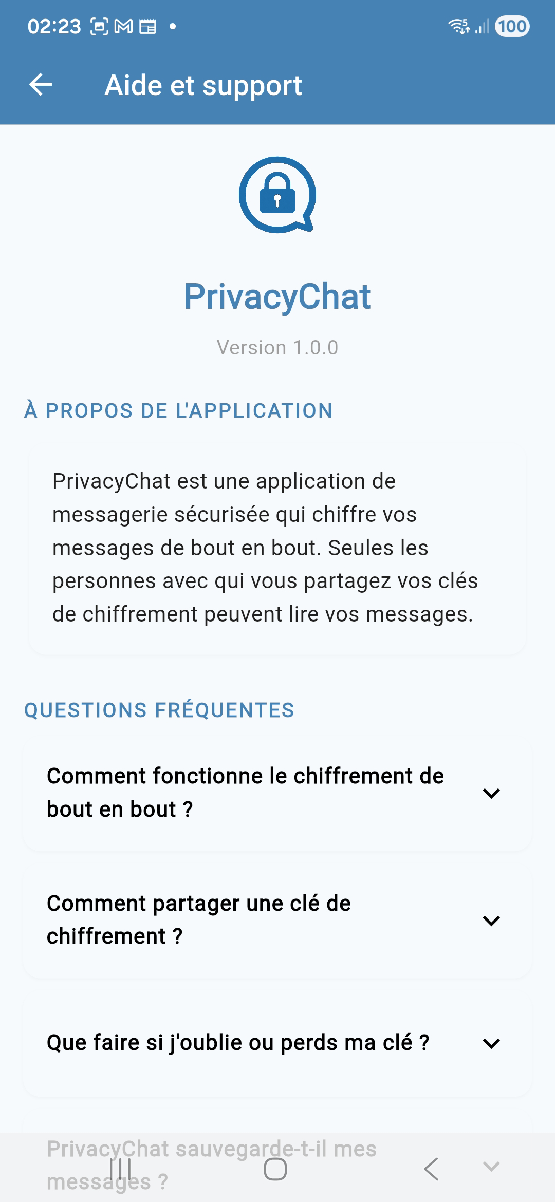 Privacy Chat — Aide / Guide