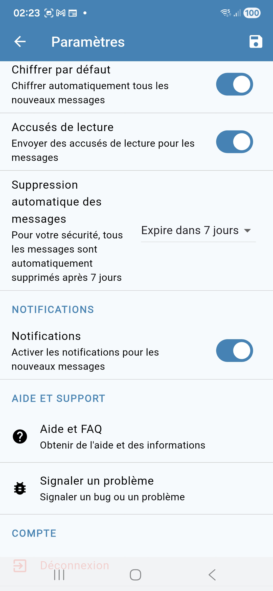 Messages éphémères